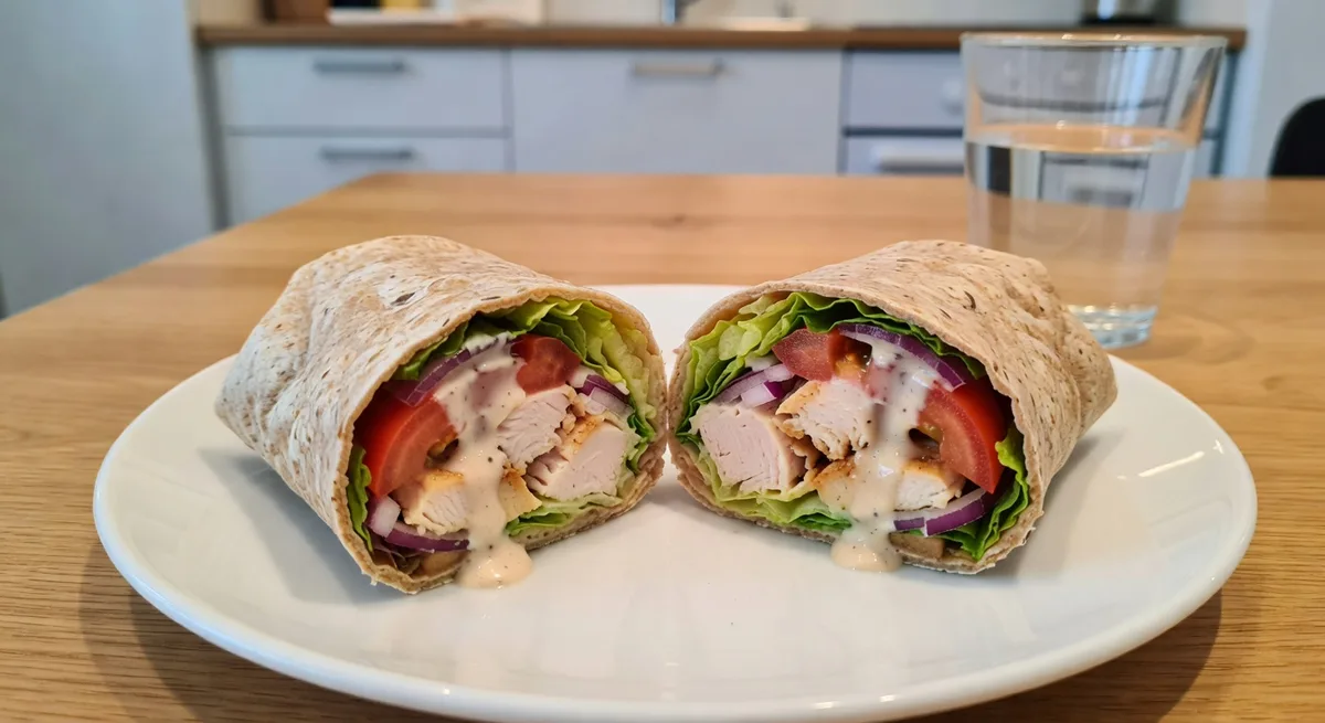 Falafelrulle med kyckling och krämig tahinisås