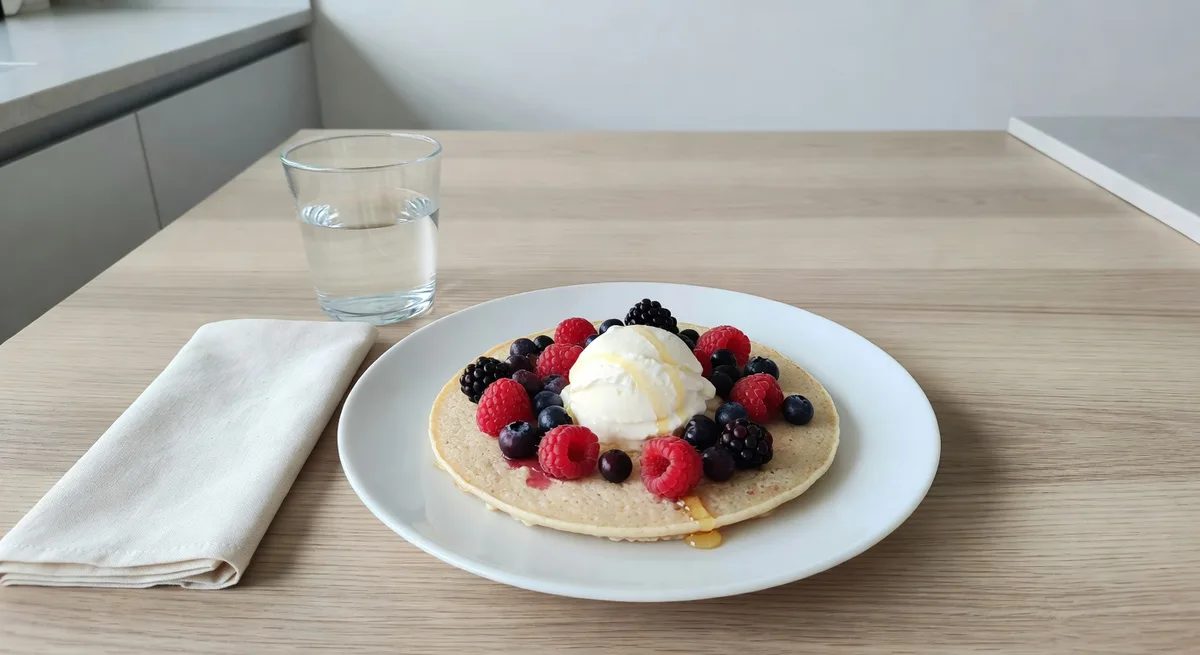 Fluffiga pannkaksbowl med färska bär