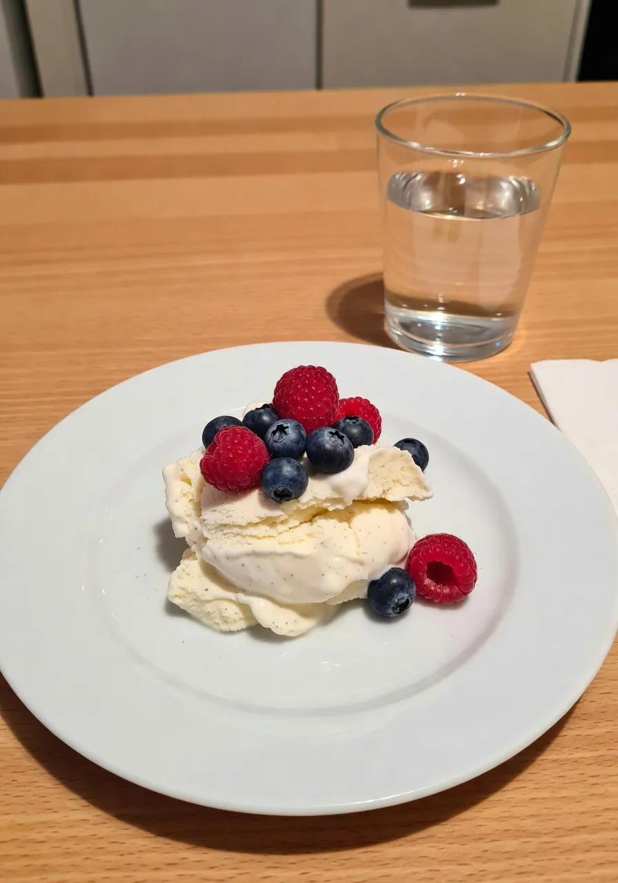 Krämig glass med vanilj och protein