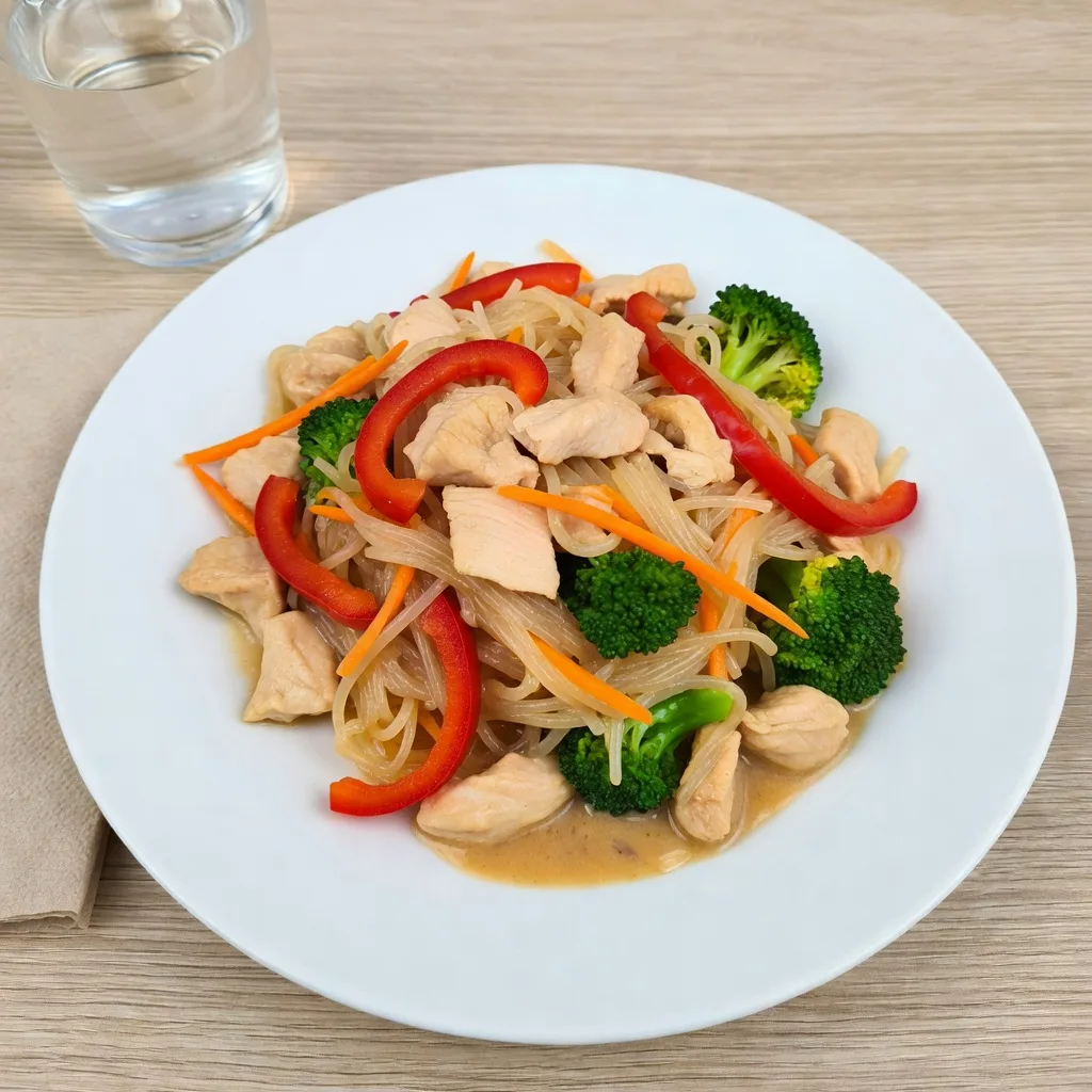 Krämig kyckling Pad Thai med grönsaker