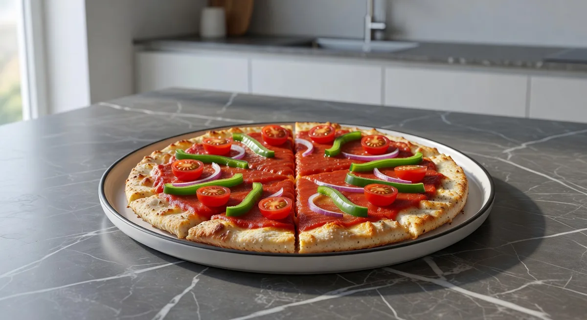 Kycklingpizza med krispig botten och färska grönsaker